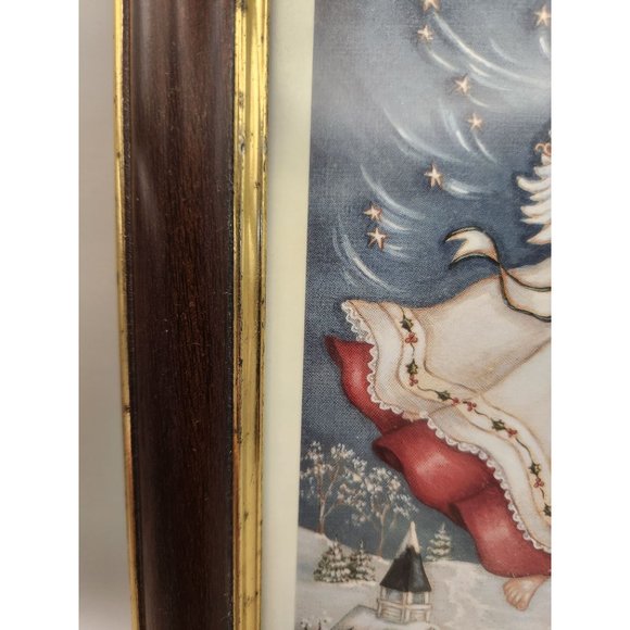 Vintage 1996 Gail Callahan Signed Angel Blessings Christmas Winter Framed Print - Picture 3 of 5